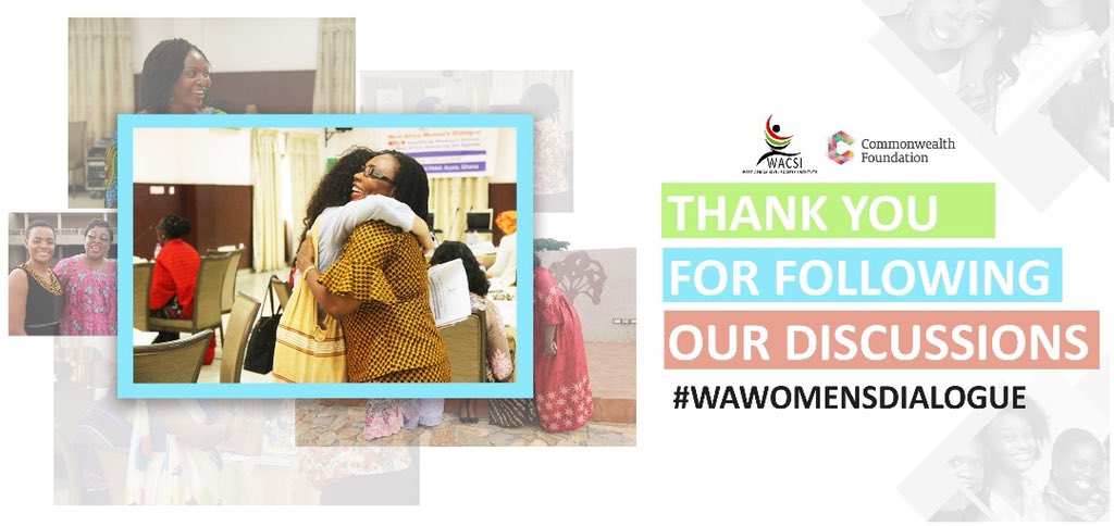 wacsi's tweet photo. We cannot thank you enough for following and participating in our 3-day West Africa Women’s Dialogue. Let’s do this again in the nearest future 😁 #WaWomensDialogue #CWgender @commonwealthorg @CSNewspaper_ @GenderLinks @TaakaAwori @TalkingAfrica @KojoAbroba https://t.co/6e2yqsipGi