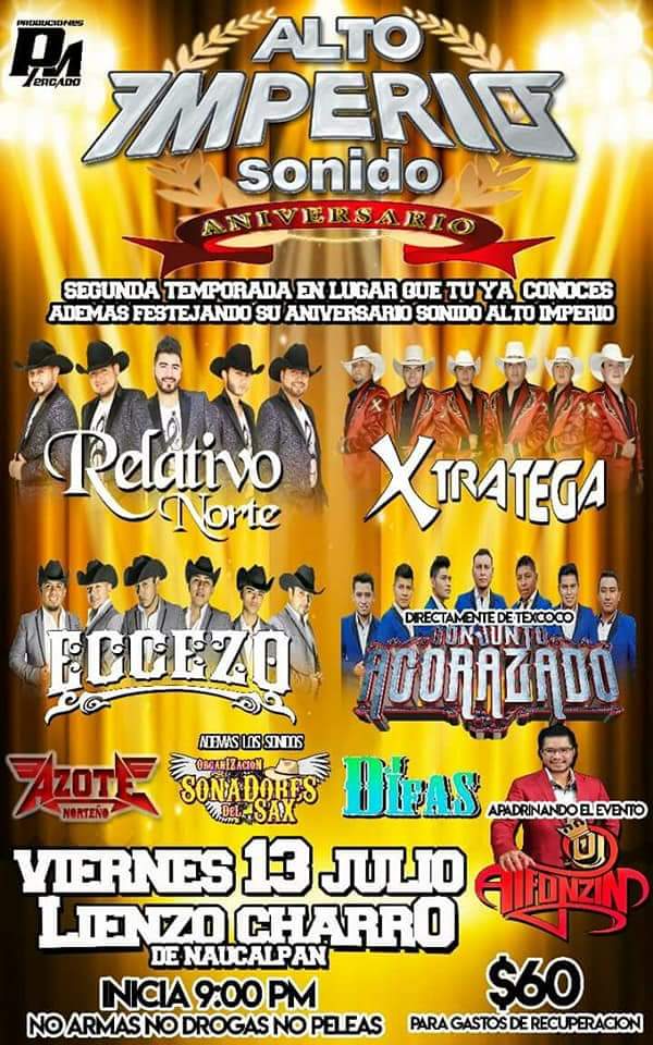 ConjuntoEccezo's tweet photo. Este Viernes 13 de Julio nos vemos en el Lienzo Charro de Naucalpan, con un cartel de lujo. ¡No faltes! 🎷🎤 Que se va a poner bueno el merequetengue. @ConjuntoEccezo EL NORTEÑO DE NAUCALPAN. 👌 https://t.co/Sbph7dOLmX
