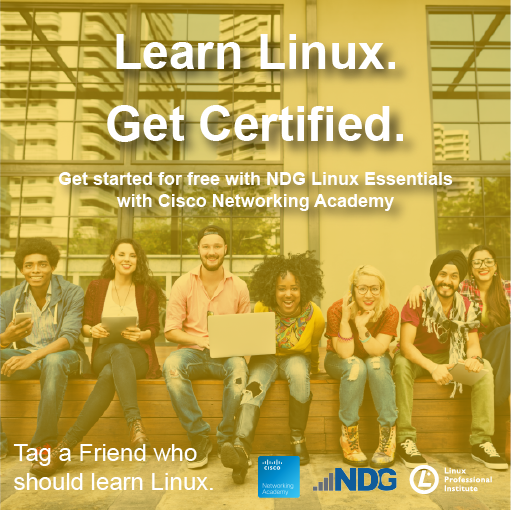 netdevgroup's tweet photo. Learn Linux. Get Certified with @LPIConnect Get started today for free with @netdevgroup Linux Essentials and @CiscoNetAcad! #Linux  https://t.co/Waj11WcRyu https://t.co/6FSILd82mG