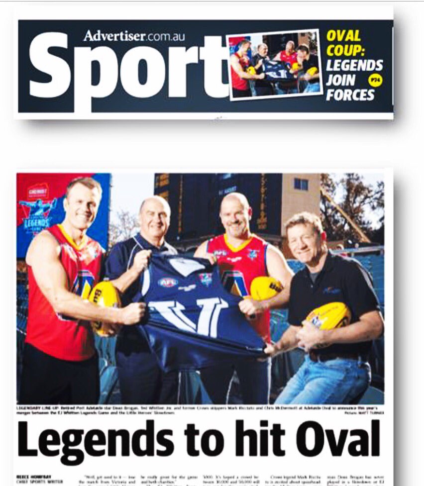 EJLegendsGame's tweet photo. EJ Whitten Legends Game travels to Adelaide Oval this year on Friday 31 August. #stateoforigin2018 #allstarsvvictoria #SAvVic #ejwhittenlegendsgame #timetotest #menshealth https://t.co/2xJ918URJu