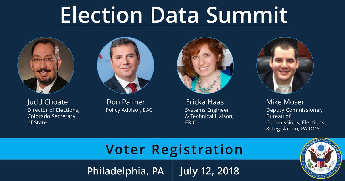 PAStateDept's tweet image. The first panel discussion of #ElectionData18 starts with #VoterRegistration. Watch the panelists discuss trends in modernization of voter registration and data sharing among states:  go.usa.gov/xUWdf