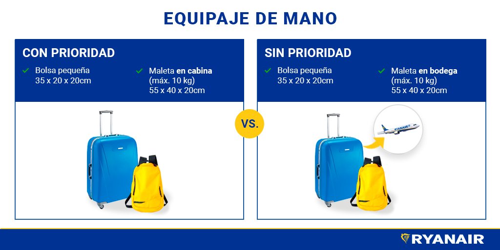 Ο χρήστης Ryanair España στο Twitter: "@ire_ari [...]además de pieza pequeña de equipaje de mano de hasta 35 x 20 20 cm. tienes el link con toda la