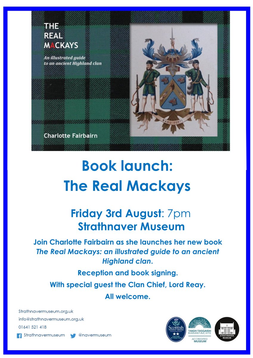 We're delighted to be hosting the launch of Charlotte Fairbairn's new book The Real Mackays: an illustrated guide to an ancient Highland clan #therealmackays #mackaycountry #highlandmuseums #nc500 #clanmackay #venturenorth