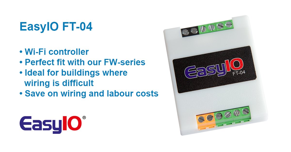 The FT-04 is a #WiFi controller and a perfect fit with our FW-series. A great application would be in buildings where wiring is difficult. It will deliver you a #saving on wiring and labour costs. Read more benefits on our website: bit.ly/2NiJFV0 #BEMS