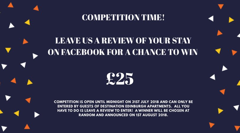 DestinationEdin's tweet photo. Leave us a review on Facebook for a chance to win! Open to Destination Edinburgh guests only. T&amp;Cs apply. Ends 31st July. https://t.co/LnScAYt6gd https://t.co/mfLG7y9dly