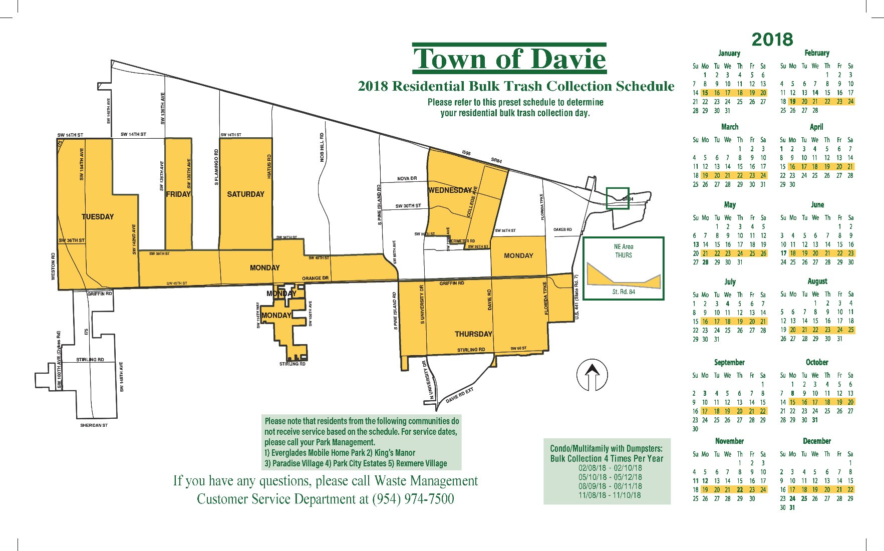 Town of Davie, FL on Twitter "2018 Residential Bulk Trash Collection