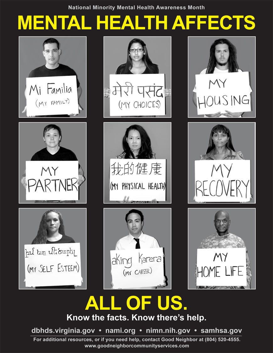 coalition_asap's tweet photo. July is National Minority Mental Health Awareness Month. Help us #curestigma https://t.co/qWTvRaPYYI