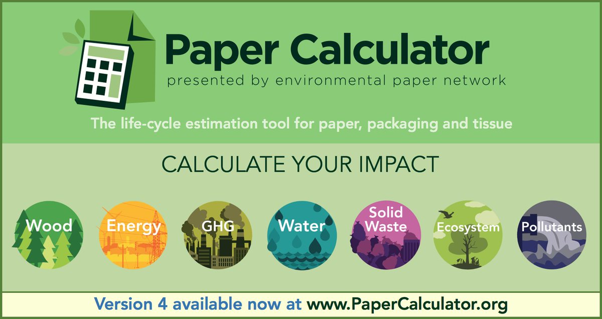 WhatsNYourPapr's tweet image. Introducing #PaperCalculator Version 4 – The life-cycle estimation tool for paper, packaging and tissue. Updated, more products, easier to use, and still free. Try it now at PaperCalculator.org @WhatsNYourPapr