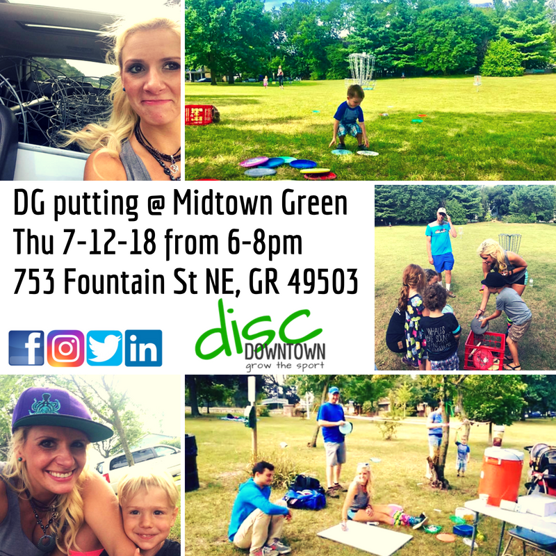 DiscDowntown's tweet photo. Disc Downtown pop-up DG putting at Mid-Town Green Park on Thu 7-12-18 from 6-8pm. Bring a basket and discs and #GrowTheSport w @DiscDowntown! ❤🔗🏢🏆🇺🇸
753 Fountain St NE Grand Rapids MI 49503
#discgolf #discdowntown #grandrapids #growthesport #experincegr #puremichigan #pdga https://t.co/5PIo25YxVs