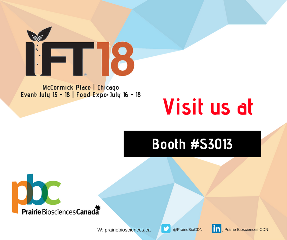 PrairieBioCDN's tweet photo. IFT in McCormick Place is less than two days away from now! Drop by our booth #S3013 to find out how we can support your business.
#PrairieBioCDN #Biosciences #Cleantech #IFT18 #chicago @IFT https://t.co/p5r3gi37cf