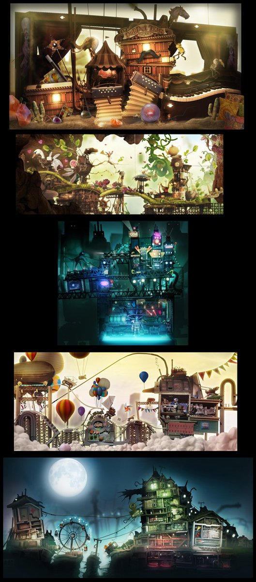 LittleBigPlanet's tweet photo. #LBPTBT: Concept mood boards for LittleBigPlanet PS Vita that were used to compare the styles of each Theme that Sackboy would visit during his adventure on Carnivalia. https://t.co/5wB8jJpam7