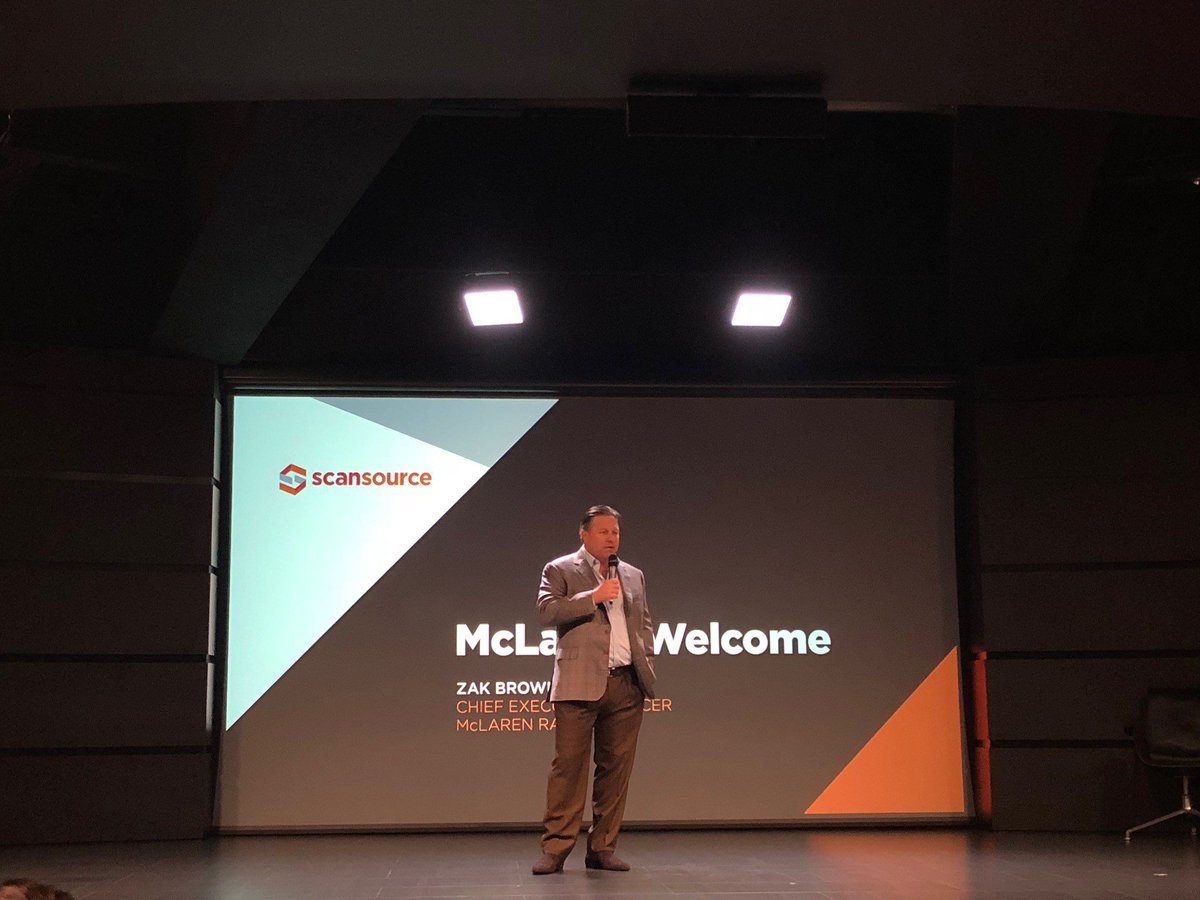 ScanSource's tweet photo. It's been a busy day at the @McLarenAuto Thought Leadership Centre, hearing from top execs. Innovation happens in every industry, so we look forward to forging new paths that drive customer success and put our partners in the #ScanSourceFastLane. @ZBrownCEO @PaulCon67 #ScanSource https://t.co/qL76wR8vgZ