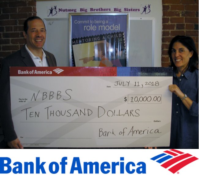 BigsofCT's tweet photo. Thank you to @BankofAmerica for the recent generous donation of $10,000! The donation will support @NBBBS’s mission of helping children in need reach their full potential through professionally supported, one-to-one mentoring relationships with inspirational volunteers.

#nbbbs https://t.co/tGV8veb4KY