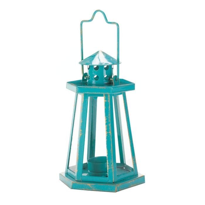 Aqua Lighthouse Mini Lantern dld.bz/fExah  #lantern #lanterns #giftspiration