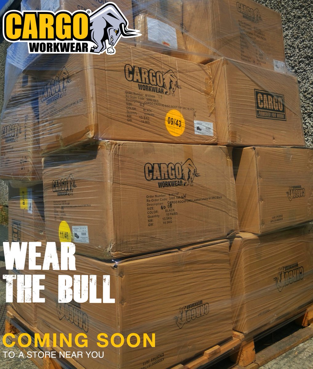 CargoWorkWear's tweet photo. Cargo Key Distributors getting their stock orders ready for the WEAR THE BULL Campaign coming to a store near you! 
#wearthebull #cargoworkwear #premiumworkwearbrand #Irishbrand #topquality #safety #design #forrealheroes https://t.co/TXpbH0qfgX