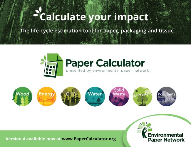 DogwoodAlliance's tweet image. Updated with the latest industry data, new products, easier to use, and still free. Introducing the #PaperCalculator Version 4 – The life-cycle estimation tool for paper, packaging and tissue. Try it now at PaperCalculator.org @WhatsNYourPapr