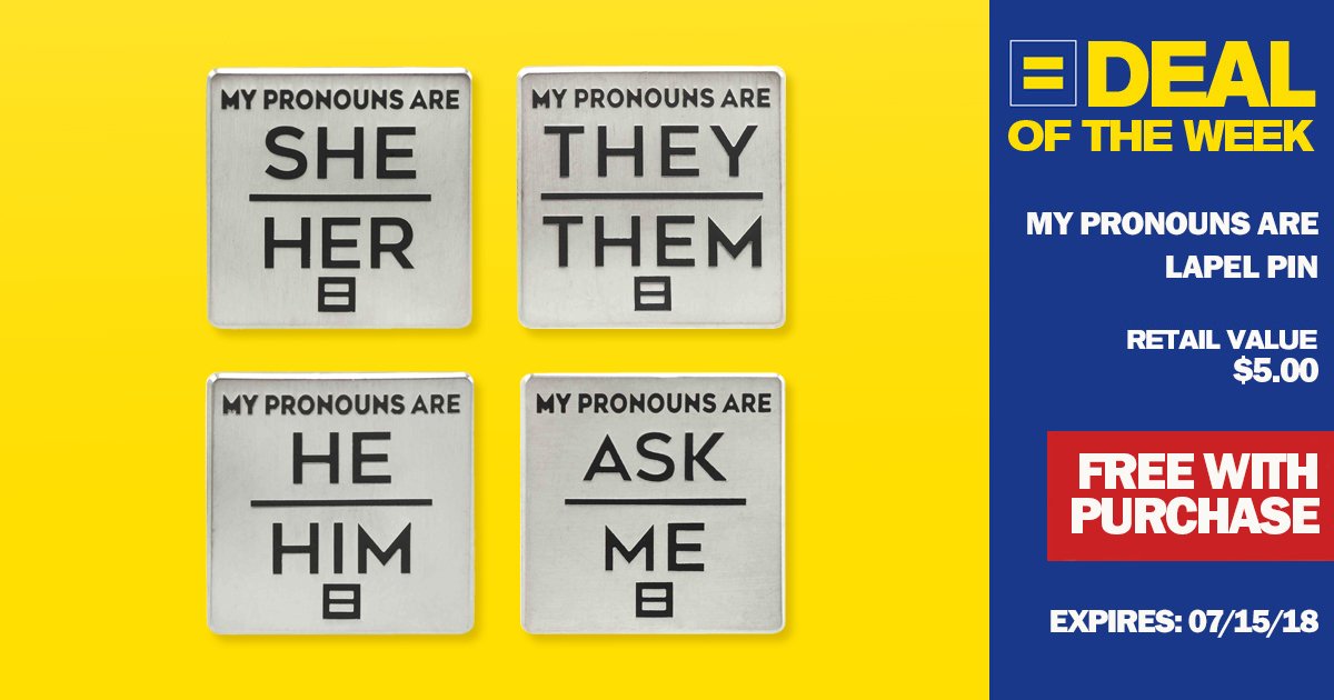 HRC's deal of the week: pronoun pins!