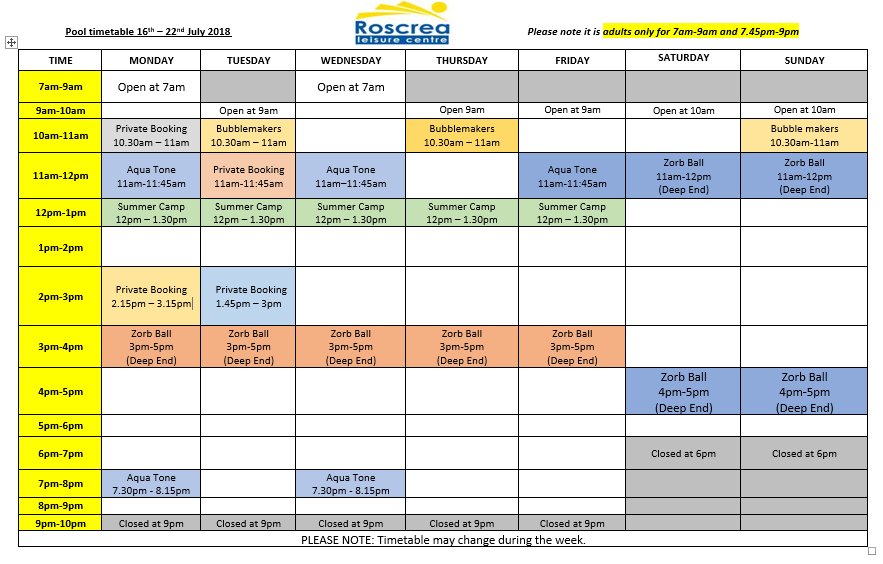 Roscrealc1's tweet photo. Pool Timetable 16th-22nd July 2018😀🏊‍♂️
#roscrealeisurecentre #weeklypooltimetable #swimmingatrlc https://t.co/HUzYzdbIx3