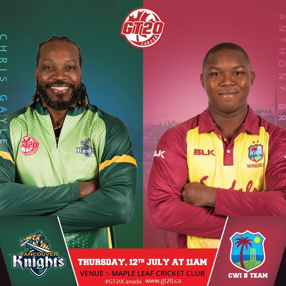 T20Canada's tweet photo. Playoff 1 promises to be a cracker. The young upstarts #CWI vs the experience campaigners #VancouverKnights #VKvCWI #6sInThe6ix #GT2Canada https://t.co/KDQIerrjPR