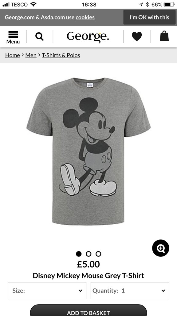mens mickey mouse t shirt asda