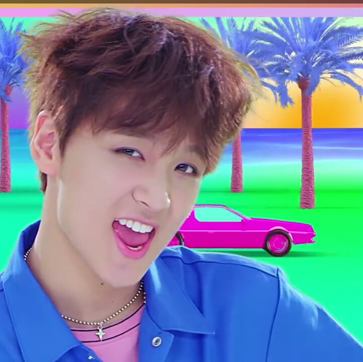 green screen backdrop with cars and palm trees for their debut? check 