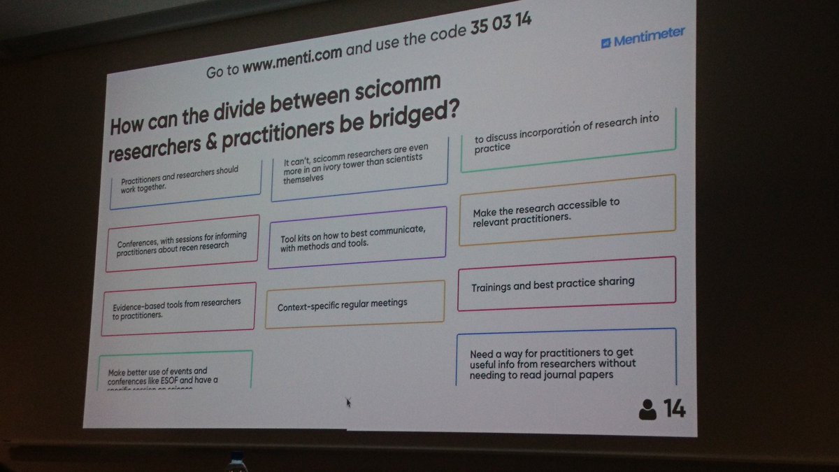 MarieAndTheSea's tweet photo. Some of the ideas to bridge this gap:
-Conferences like the German #FWK17 and #PCST2018 that bring together scientists of #SciComm and #SciComm practitioners.
-a popular journal covering the science of #scicomm
-website with evidence-based #SciComm methods https://t.co/9f1sQDLv23