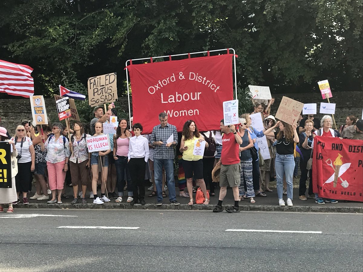 The chant when I arrived was: ‘Say it loud, say it clear, Donald Trump not welcome here!’