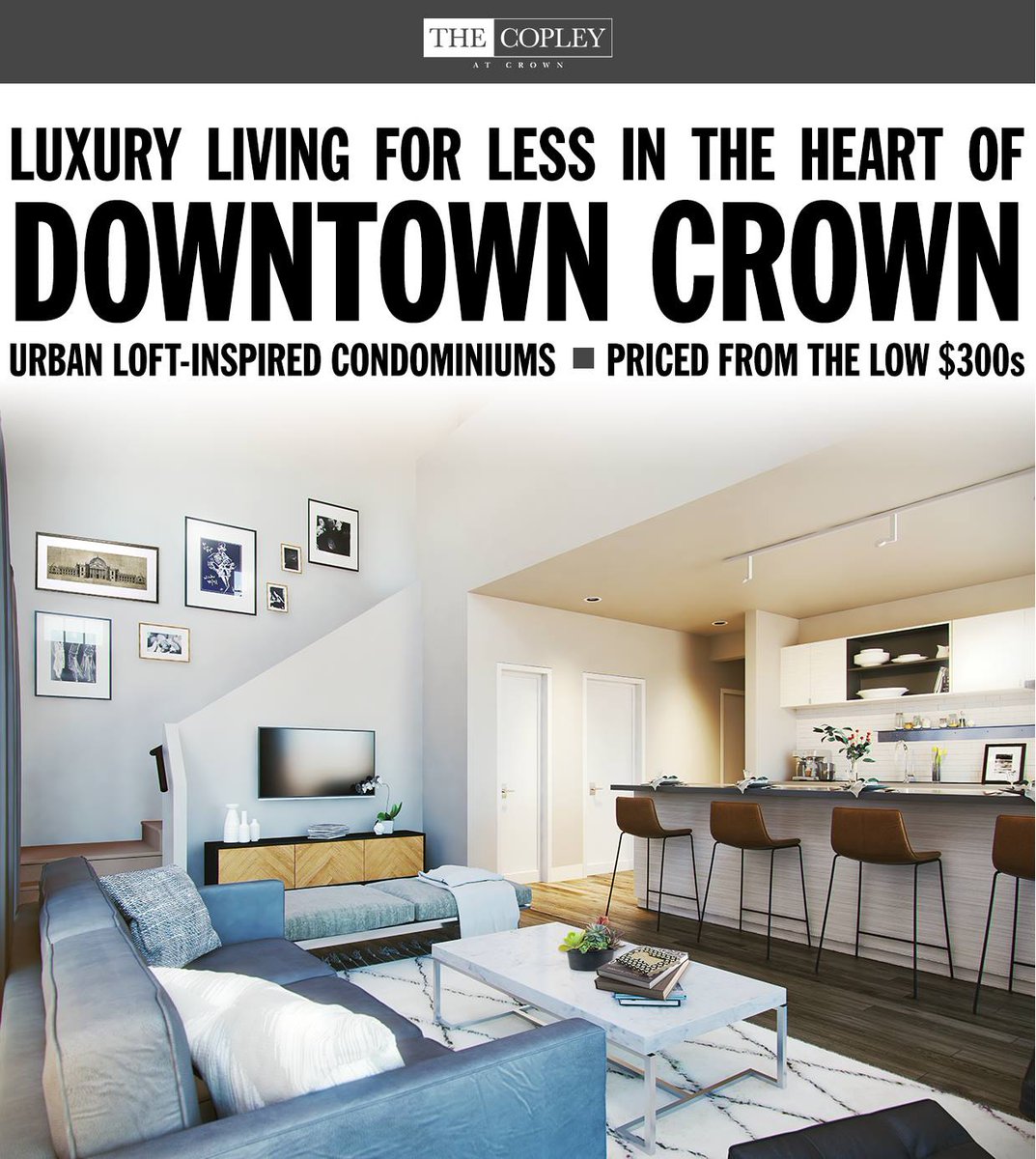CopleyAtCrown's tweet photo. The #CopleyatCrown offers you the unique opportunity to own an affordable, upscale condominium in the center of everything. These urban homes are perfectly priced, so you can have it all without breaking the bank. https://t.co/VJPHMIFUd5