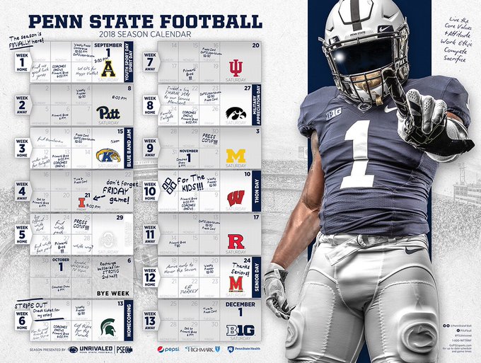 Penn State 2023 Calendar Penn State Releases 2018 Football Schedule Poster | Roar Lions Roar