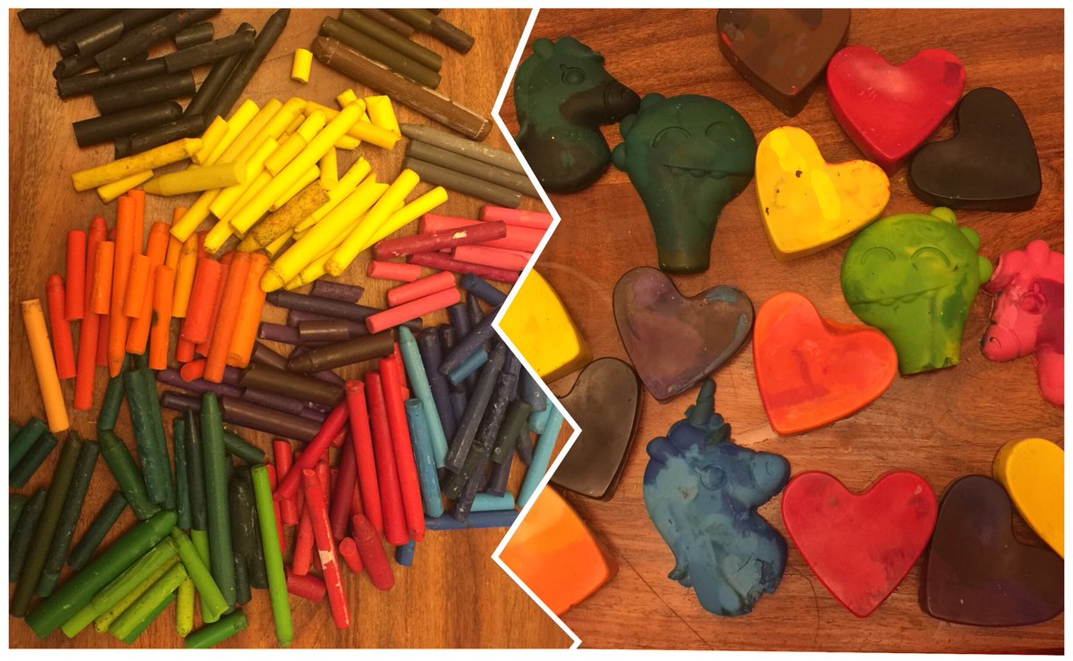 @DanemillPrimary The Randall’s have had a busy afternoon sorting out the crayon box, and remoulded them. We now have 20 cool crayons instead of 2 million broken ones! #creativity #schoolholidayfun