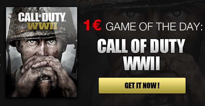 😍1€ Game CDKEY today ONLY on IGVault ！😍
#CODWWII
Participate to win！😁
Please Check👉:bit.ly/2ufzbNi
Don't forget to register in advance 😆😆😆
