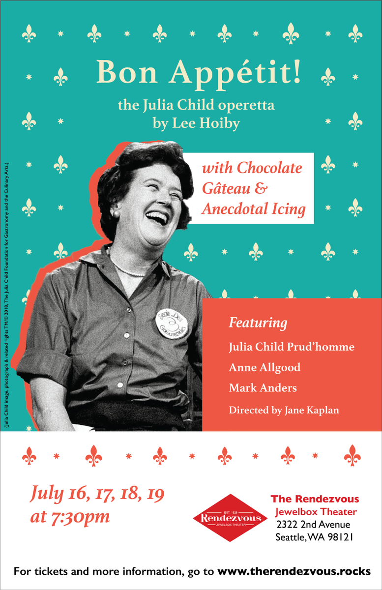 The Rendezvous is celebrating Julia Child with story, song, and cake!! Please join us on July 16th, 17th, 18th, or 19th for a delicious evening with an American icon!
More info at therendezvous.rocks/event/an-eveni…