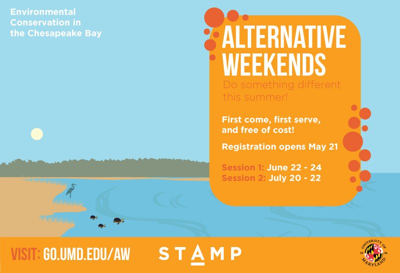 thestampumd's tweet photo. Want to do something different & impactful this summer? Sign up for @UMDAB's last #AlternativeWeekend trip, happening next weekend! You could spend time on Clagett Farm, in Baltimore City, or by the Chesapeake Bay. ๐พ๐๐ฆ Learn more and apply at https://t.co/vbV9P9HY2I https://t.co/Ai9Y3hfG4k