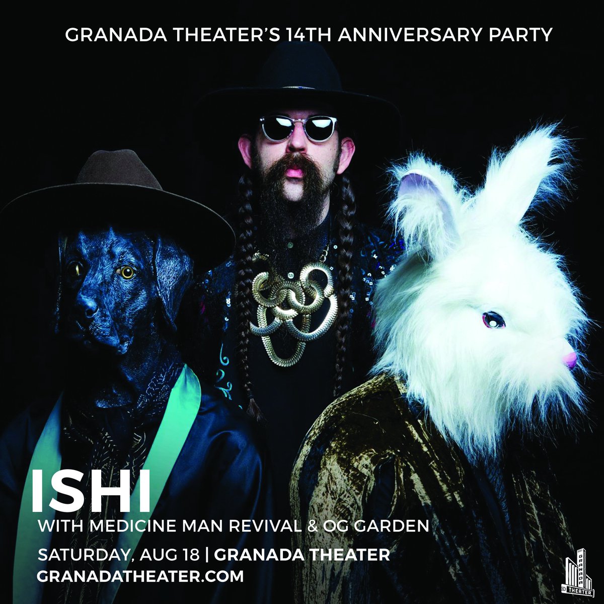 granadatheater's tweet photo. JUST ANNOUNCED 🎂 We're turning 14! C'mon out and celebrate Granada Theater 14th Anniversary with @Ishimusic, @MMRevival_ and @_oggarden. 

Tickets go on sale tomorrow at 10am → https://t.co/YNAD3g6Lai https://t.co/DldL4pAF4H