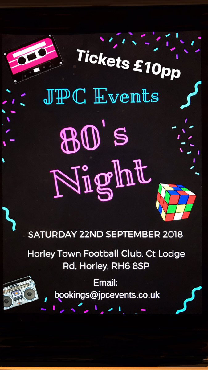 JpcEvents's tweet image. We are hosting an 80's Night at the Horley Town FC!🎉

Tickets just £10 per person!

#jpcevents #80s #night #event #partynight #theme #horley #nightlife #80snight
