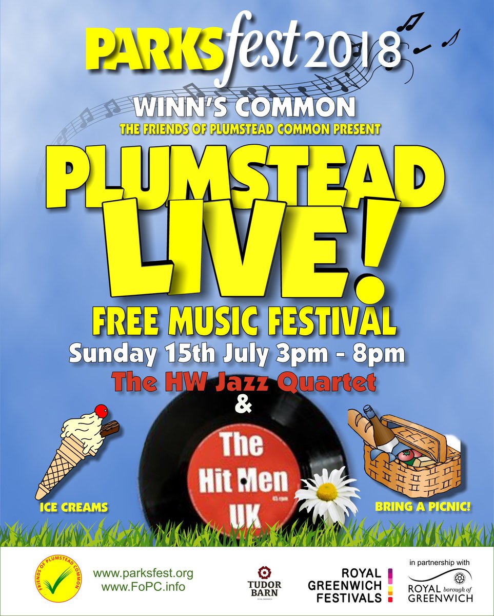Our annual free music festival PLUMSTEAD LIVE! is going ahead on Sunday 15th
Bring a picnic to Winn's Common - the festival is from 3pm to 8pm
