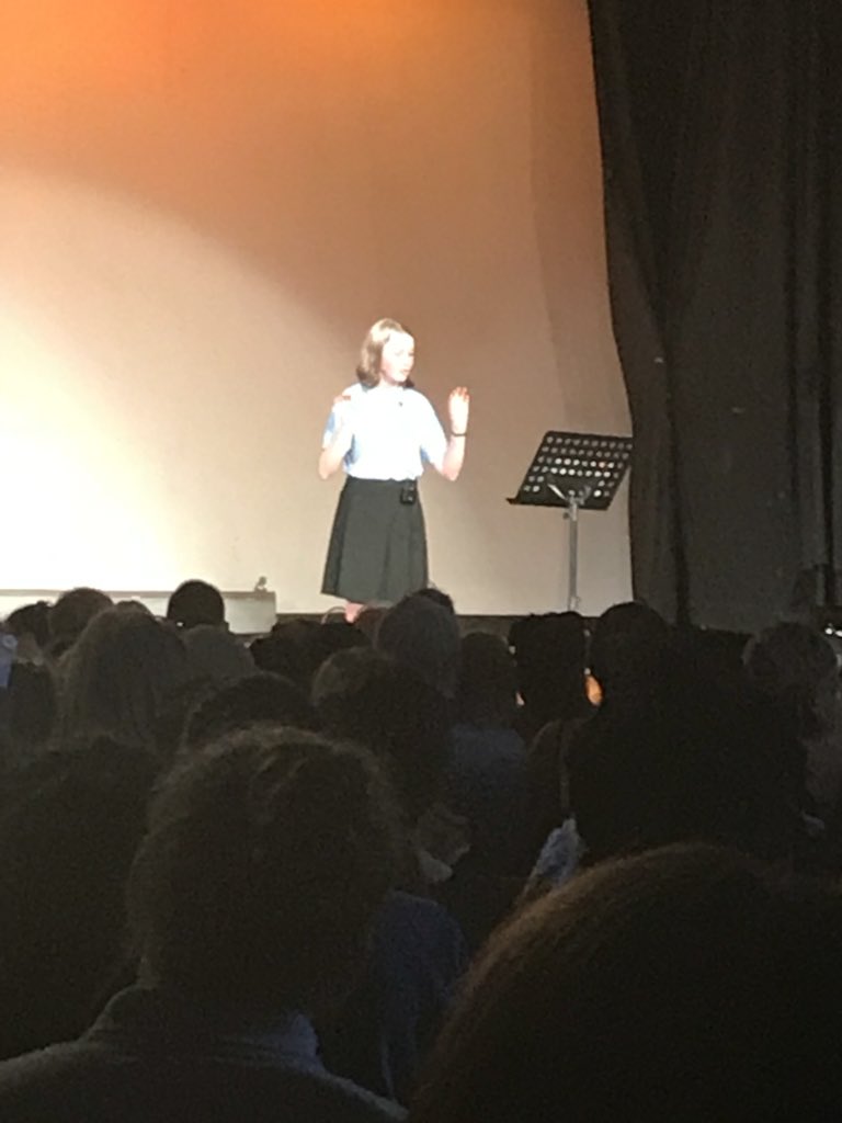 TrinitySchBelvd's tweet photo. Amazing poetry written and performed by Emilia Yates #nextpoetlaureate #SummerShowcase2018 https://t.co/1cpmiLOiYf