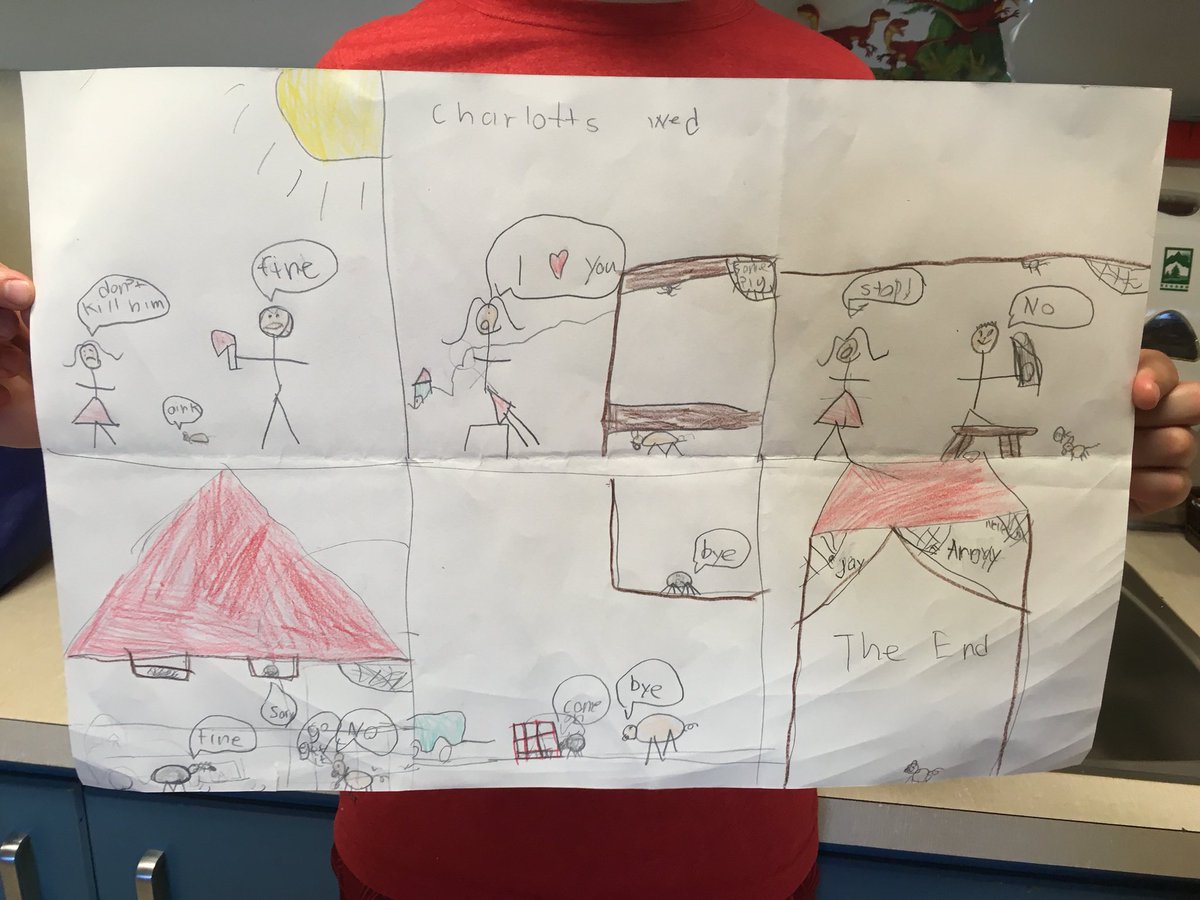 tylerbo2's tweet image. Today in summer learning session we are making comic strips from our novel “charlottes web” #summerlearningfun #charlottesweb @Surrey_Schools