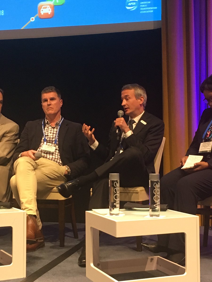 TransdevNA's tweet photo. Are you currently at @APTA_info's #FutureOfMobility Summit? 👋 This morning, CEO @y_leriche, along with other industry leaders, shared his thoughts on the ever evolving mobility landscape. If you are in attendance, what has been your biggest takeaway thus far? #APTAmobility18 https://t.co/WNTZfn3Jm3