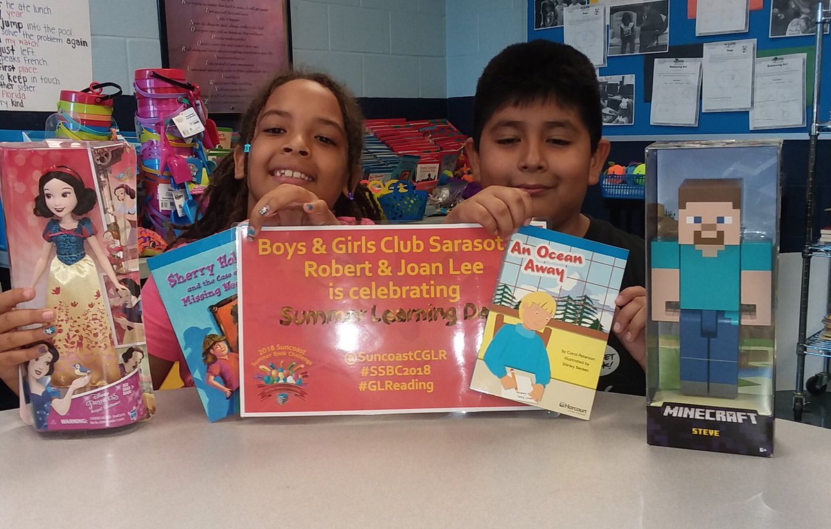 It’s Summer Learning Day! These two from the Venice Boys &amp; Girls Club were so proud to earn a special reward for reading SO many books! How many books have you read this summer? @sarasotaBGC  <a href="/SuncoastCGLR/">Suncoast GL Reading</a>  <a href="/SummerLearning/">summerlearning</a> #GLReading #SummerLearningDay #SSBC2018 #KeepKidsLearning