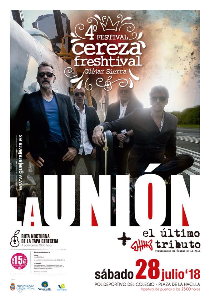 El sábado 28 de Julio tendrá lugar el 4º Festival #GastroMusical 🍒CEREZA FRESHTIVAL🍒 #GüéjarSierra con las actuaciones de <a href="/launionnet/">La Unión</a> y <a href="/elultimotributo/">El Último Tributo</a>

➡ quehagogranada.blogspot.com/2018/07/cereza…
