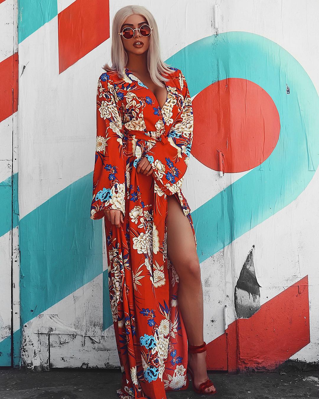 Floral print deals kimono dress