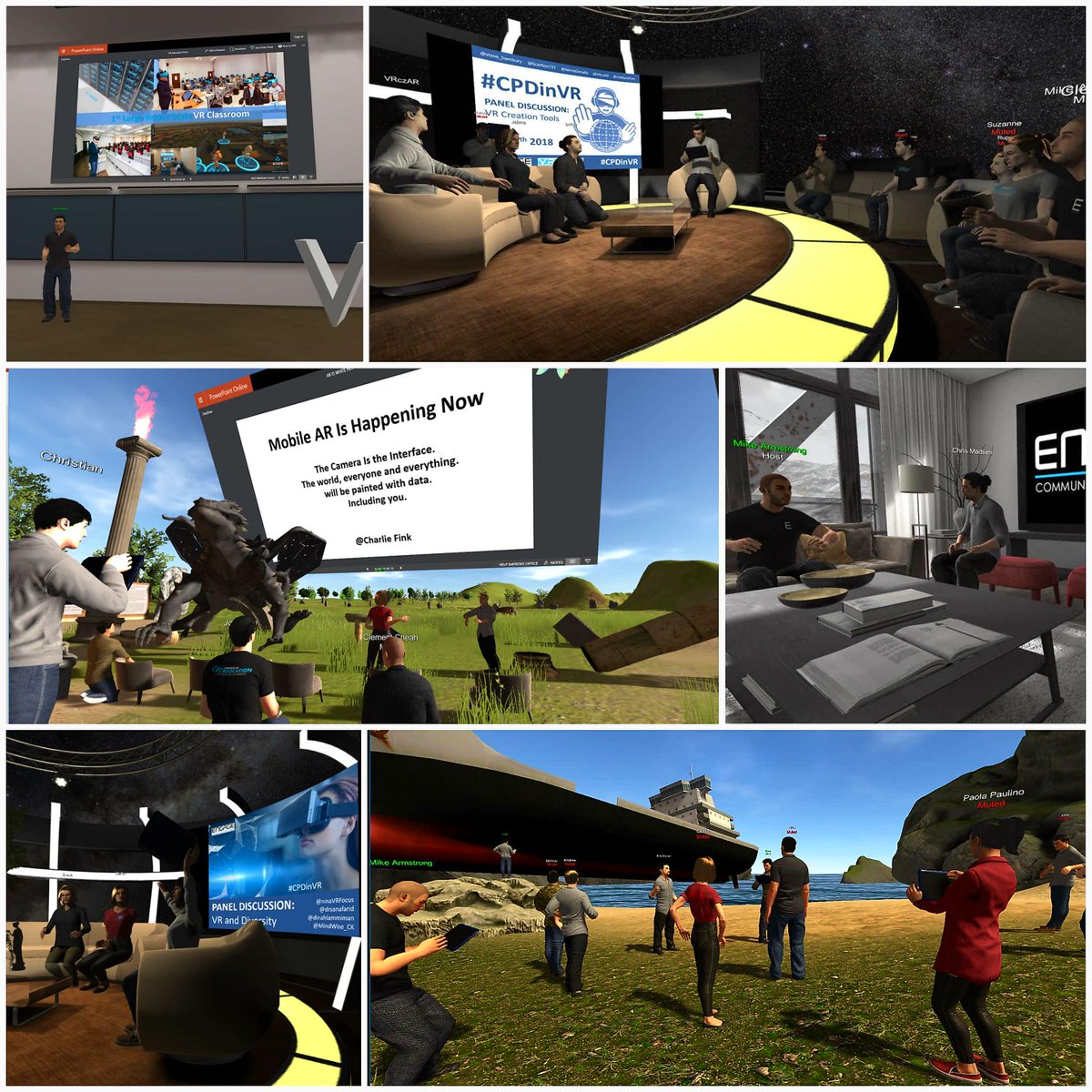 ANGARIocean's tweet photo. #TBT to @virtualiteach @Steve_Bambury's epic #CPDinVR event courtesy of @VReducation’s #ENGAGE. Not often that we get to join a 6 hr #international meeting w/ 6 venues &amp; 16 passionate speakers w/o ever leaving our desks... #TY to all who contributed! #ARVRinedu #VR #AR #againsoon https://t.co/EtibUhGFxO