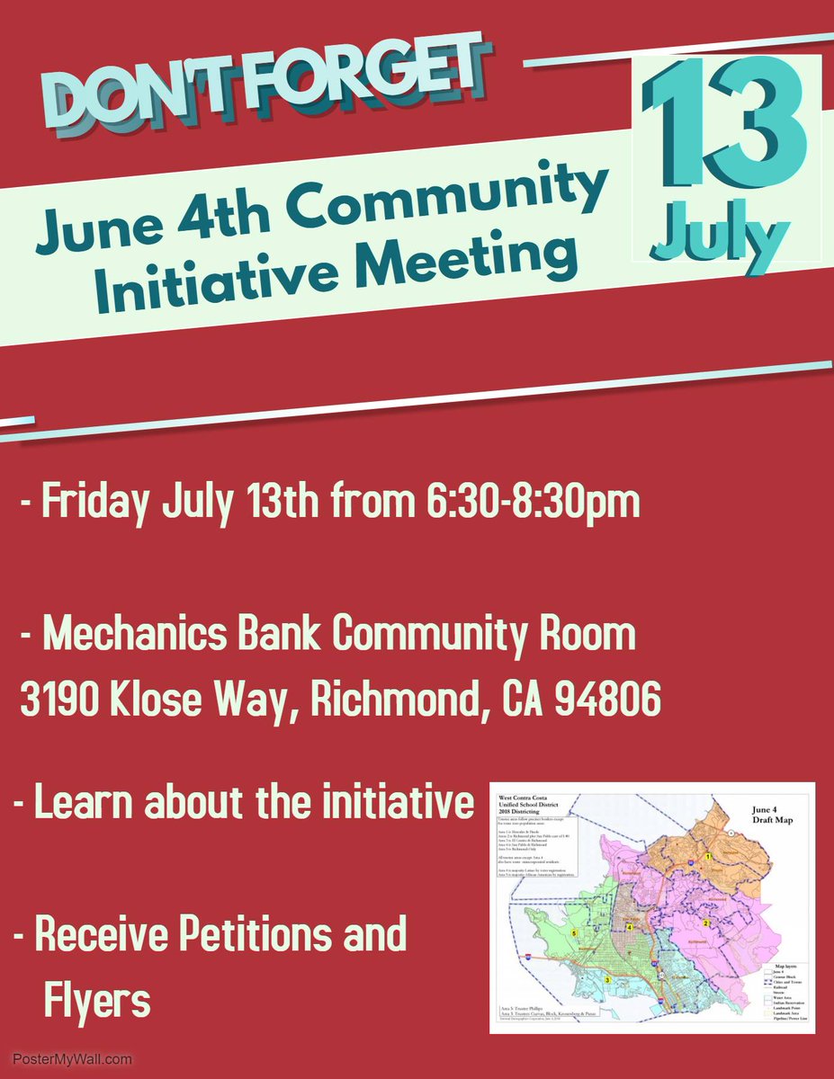 Don't forget! TOMORROW @ 6:30PM - Join with community to learn about the #June4thMap initiative. Get important information &amp; receive training to participate in canvassing. This is the moment for us to unite for a fair voting system in our school district! ow.ly/w1K330kUCUV