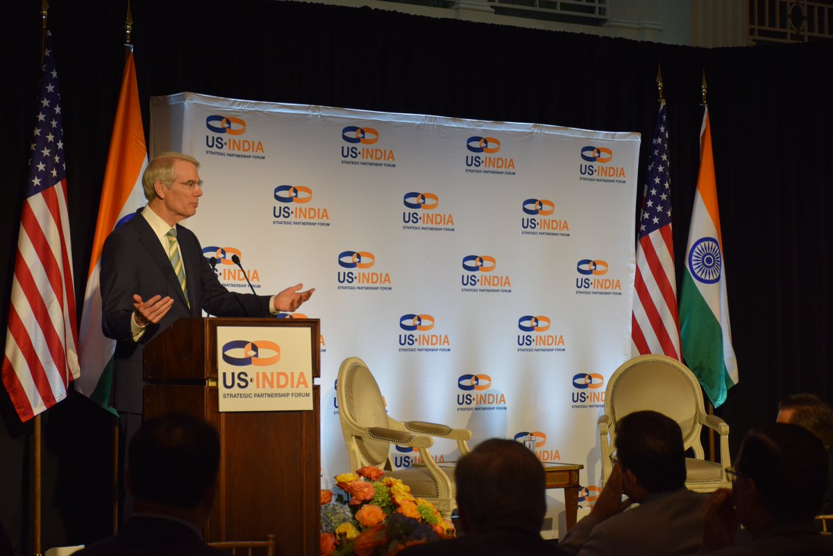 robportmanOH's tweet photo. It was my pleasure to address the US-India Strategic Partnership Forum this morning. Trade w/ #India has grown tremendously over the recent years & so has their investments in #Ohio, like @jswsteel in #MingoJunction. I look forward to a bright future for the US-India relationship https://t.co/FHHK5HCaOR
