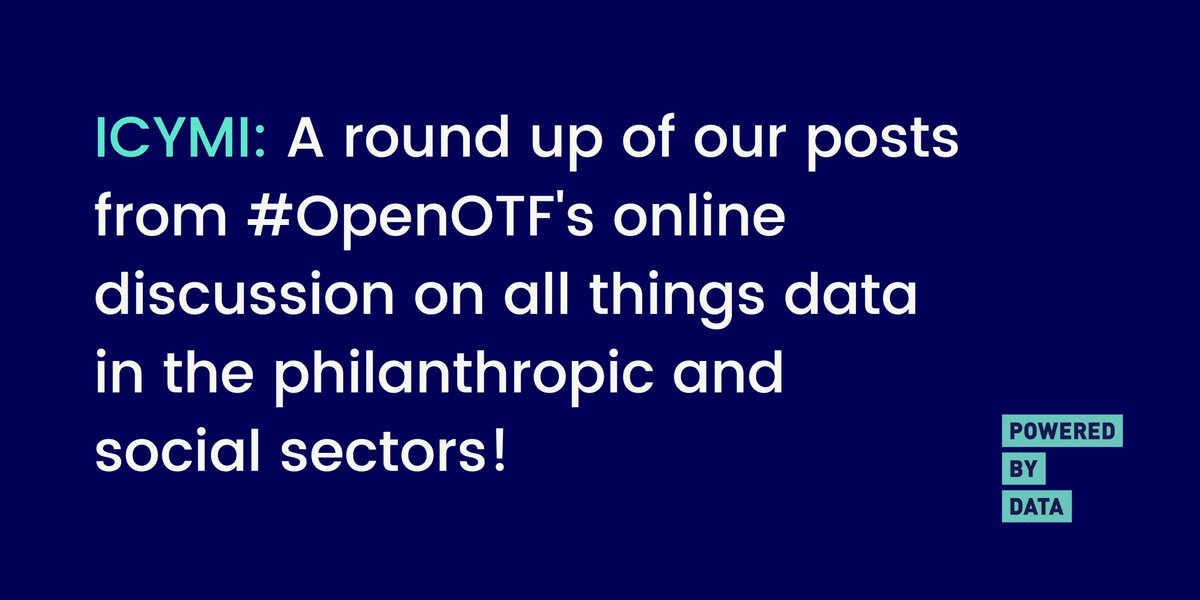 pwrd_by_data's tweet photo. Since April, we've been co-hosting an online discussion on all things data in the social &amp; philanthropic sectors with @benjmcnamee for @ONTrillium's Knowledge Centre. We've published a round-up of some of the topics covered in our latest blogpost: https://t.co/NhJdWgtt6l #OpenOTF https://t.co/9D88S0ObST