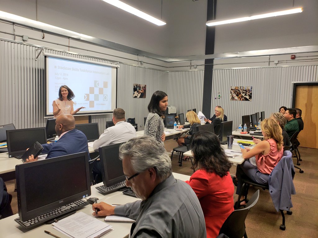 Max_Vargas's tweet photo. Professor @amrogan kicking off the #Stockton Skills Taskforce Innovation Lab. #WorkforceDevelopmentActionPlan #ReinventStockton https://t.co/jvNtMGbGrG