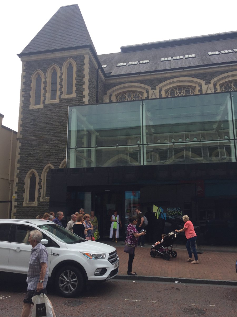Parents and friends coming out of the Gwyn Hall in Neath after watching a spectacular performance of Bugsy Malone by <a href="/AldermanDavies/">Alderman Davies</a>. Thank you for the invitation. It was wonderful! Well done to children and staff.