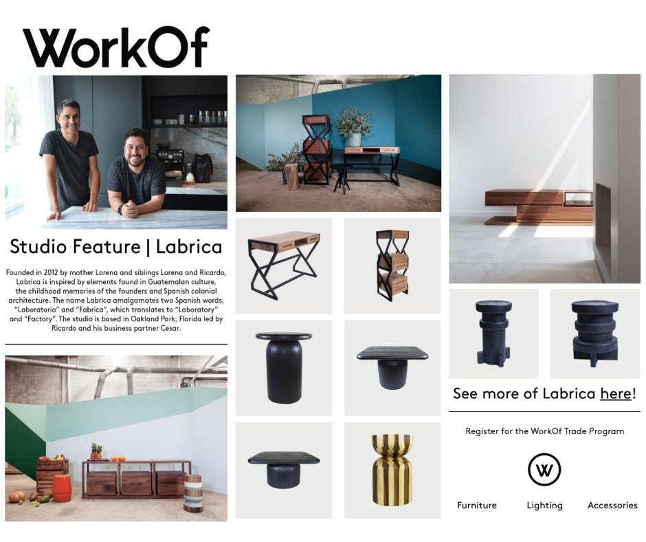 labricadesign's tweet image. Thank you!!! @workofco for featuring our design studio. We love working with you. #workOf #design #furnituredesign 
mailchi.mp/workof/studio-…