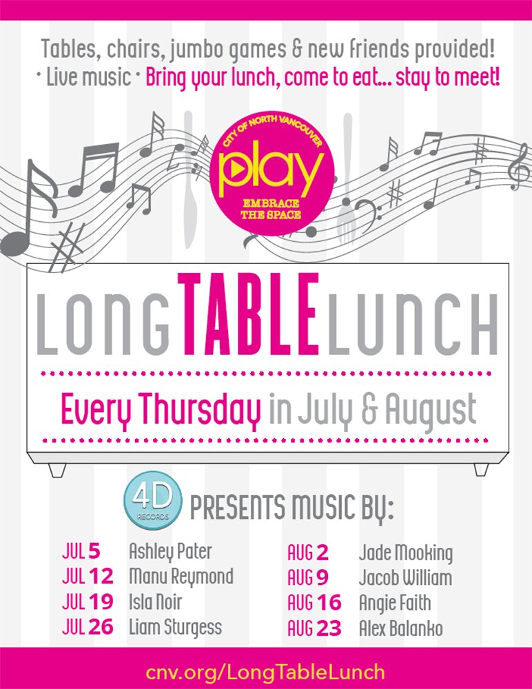 Let's Do Lunch! Our Long Table Lunch is in progress now at Civic Plaza so swing by. #NorthVan #Playcnv https://t.co/B0VBLezEhM